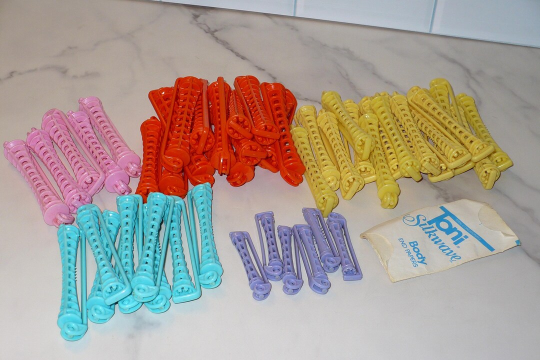 48 Vintage Assorted PERM RODS Swing Arm Curlers Toni Permanent Curlers ...