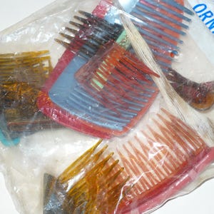 Vintage 1980&#39;s Made in France Plastic Hair Combs ~ 12pc Never Used Hair Accessories ~ Bag of Hair Combs Ornaments ~ #1