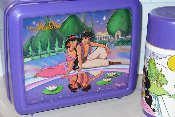 Vintage 1990's Disney Aladdin and Jasmine Purple Plastic Lunch Box
