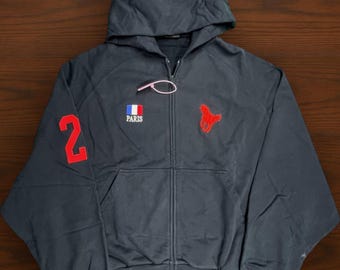 Balenciaga Men's Polo Zip Hoodie in navy