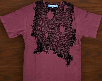 Junya Watanabe MAN Comme des Garçons Velvet Flocked Net Print T-Shirt