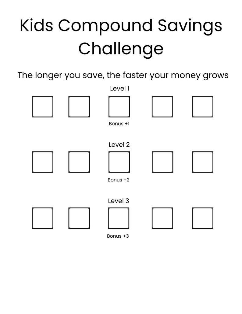 Kids Savings Challenge Printable | Financial Literacy Tracker (PDF) - Etsy