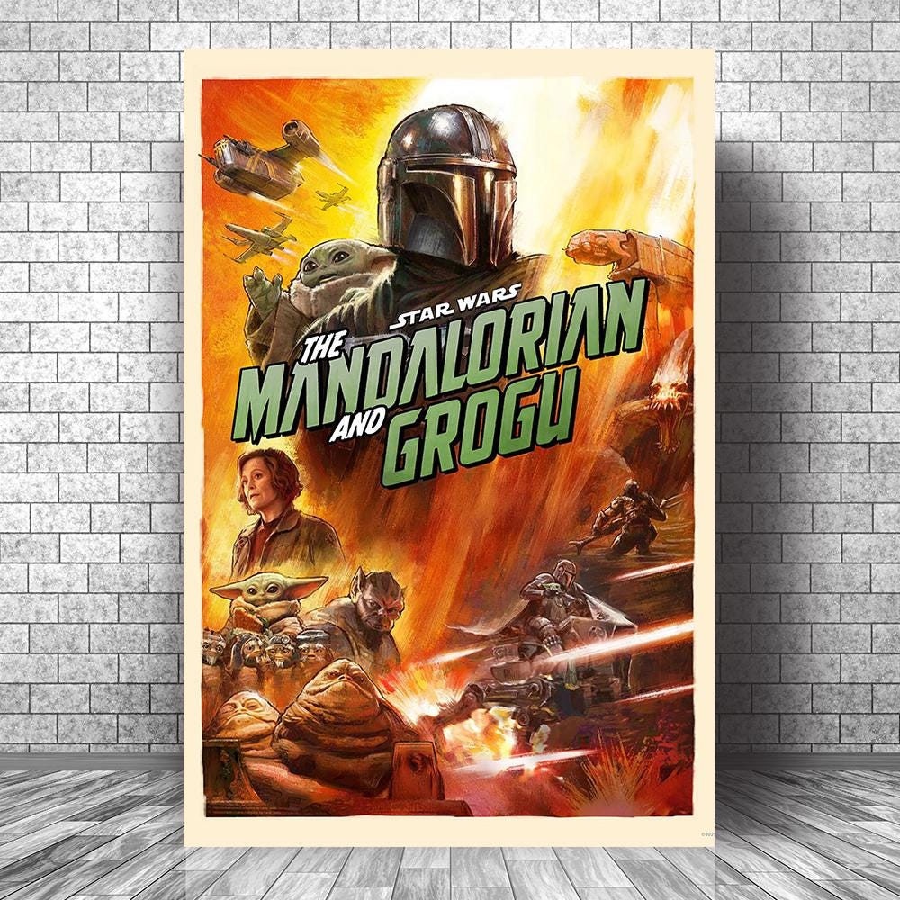 The Mandalorian and Grogu Movie Poster, Wall Decor, Vintage Art Poster ...