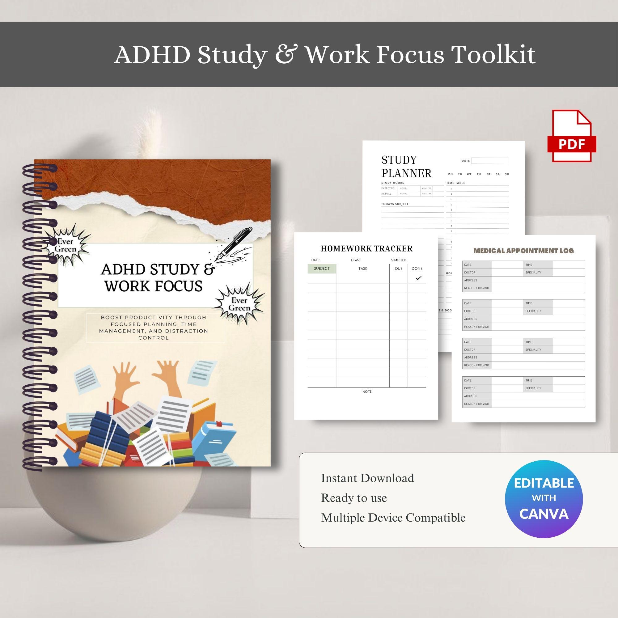 ADHD Study & Work Focus Toolkit | Productivity and Attention Support ...