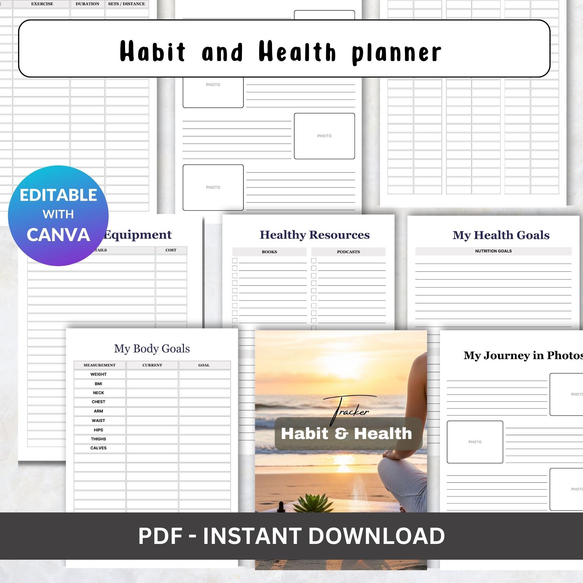 Habit and Health Planner Printable | Daily Wellness, Fitness & Routine ...