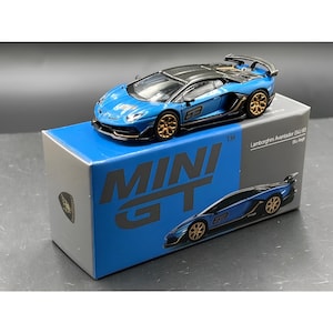 MINIGT Lamborghini Aventador SVJ 63 Blu Aegir 1:64 Diecast Model Car Collectible
