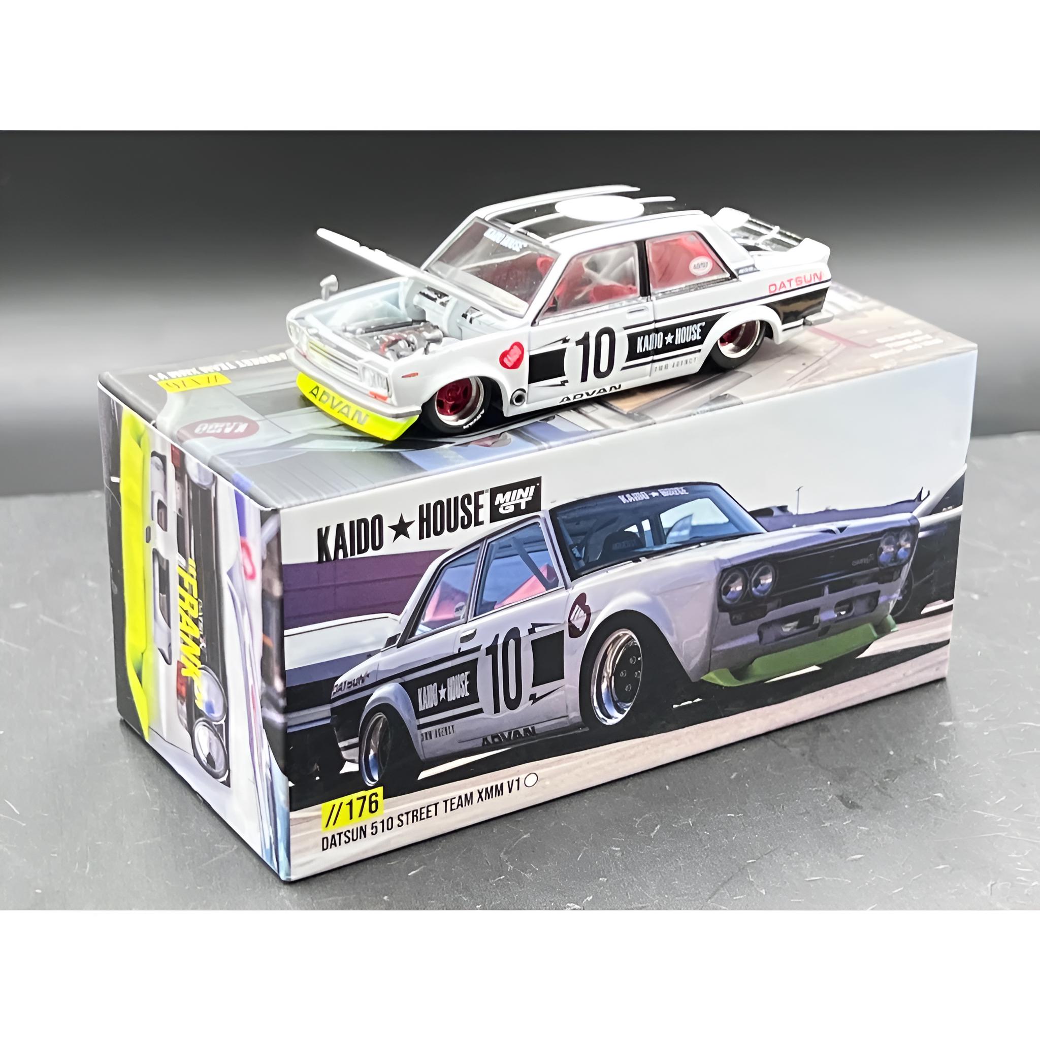Kaido House X MINI GT Datsun 510 Street Team XMM V1 1:64 Diecast
