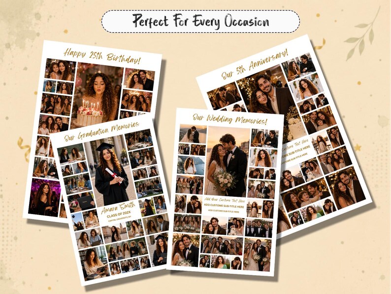 25 Picture Photo Collage Canva Template Any Occasion Storyboard Poster