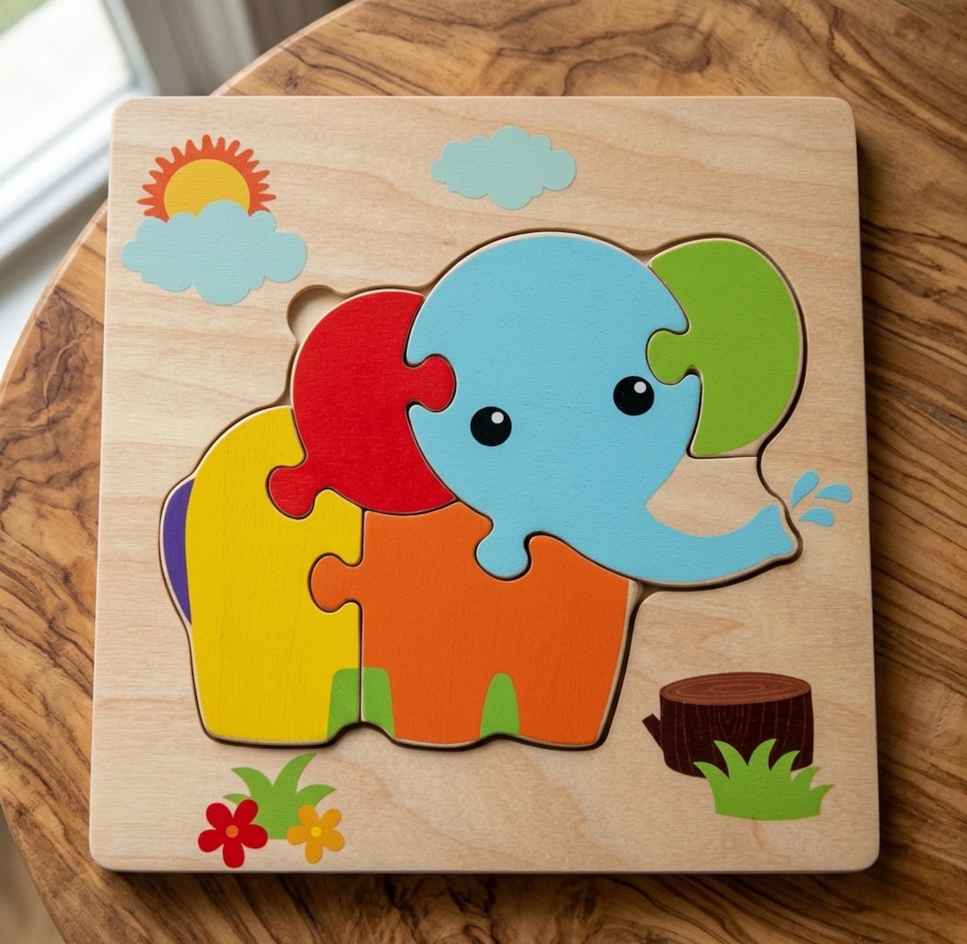 Baby Wooden 3D Puzzle Tangram Shapes, Cartoon Animal Educational Toy ...