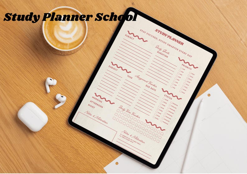 Study Planner School Printable | Student Homework Organizer ...