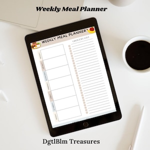 Editable Weekly Meal Planner & Grocery List Printable | A4 PDF Digital Download for Good Notes on iPad | Meal Prep Notepad
