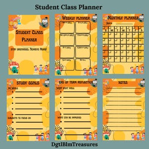 Student Class Planner Printable | Weekly and  Monthly Planning Layouts | Study Goals & Assignment Tracker  | Digital Download PDF