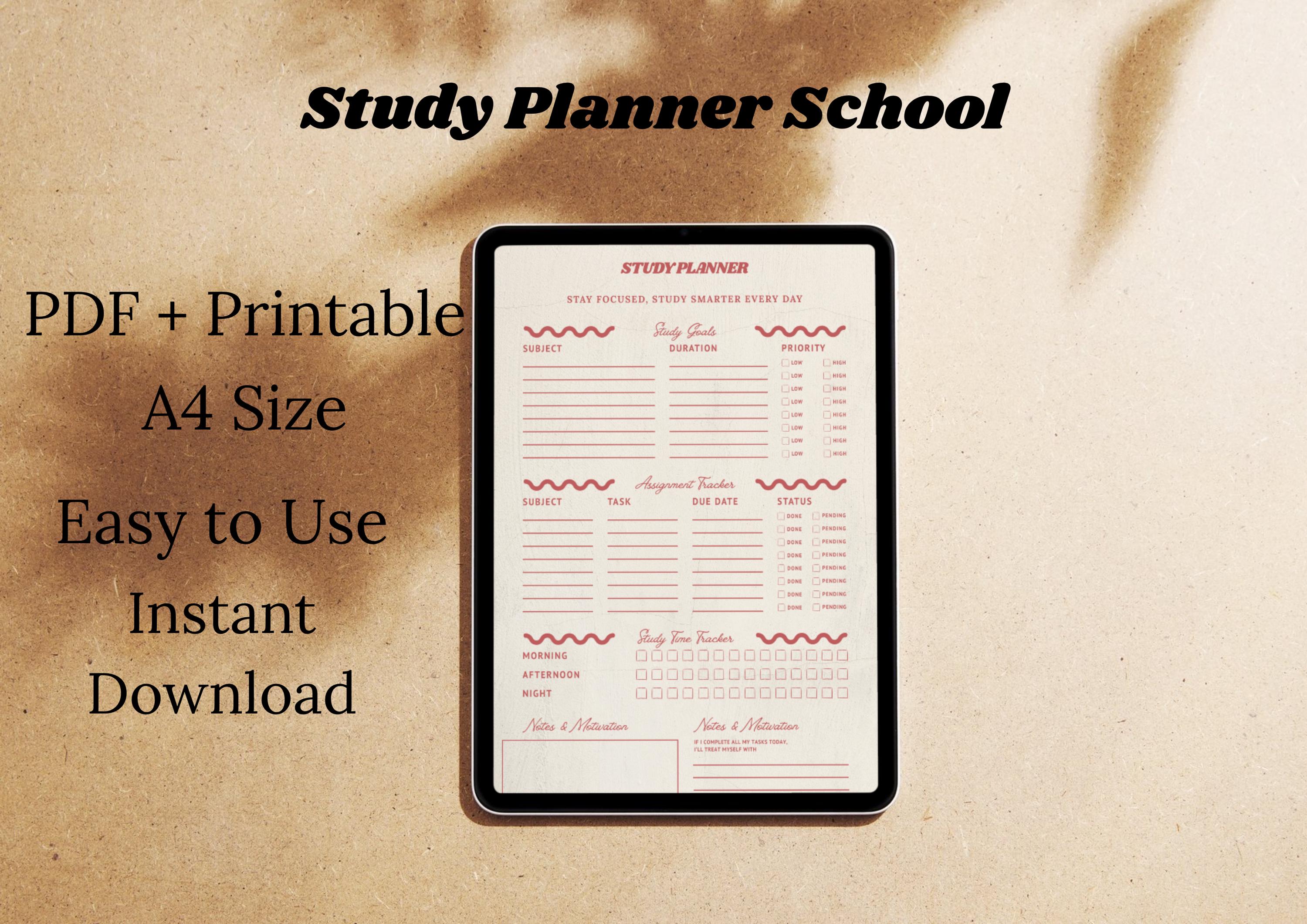 Study Planner School Printable | Student Homework Organizer ...