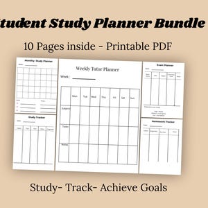 Studenten Studienplaner Bundle | Tages-, Wochen-, Monatsplaner, Lern-Tracker, Aufgaben- & Hausaufgaben-Tracker, Brain Dump-Seite und Notizen