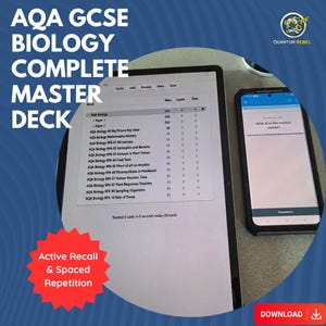 Fiches de révision de biologie AQA GCSE | Rappel actif, répétition espacée (Téléchargement numérique)