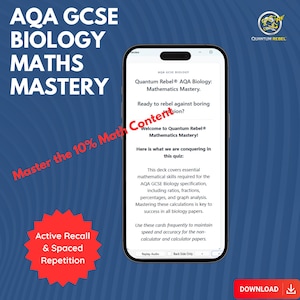 AQA GCSE Biology Maths Skills Flashcards | Anki Deck, Formulas, Rules, Study Planner (Digital Download)