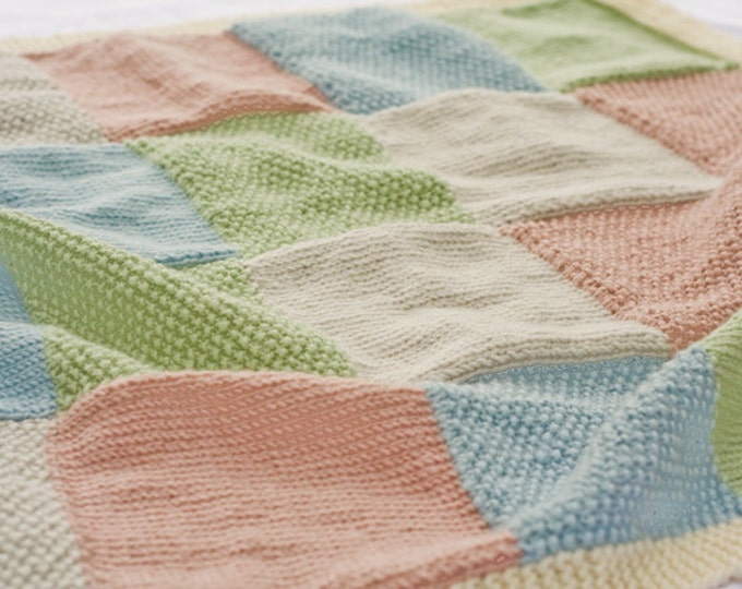 Pastel Patchwork Hand Knitted Baby Blanket Merino/cashmere Etsy