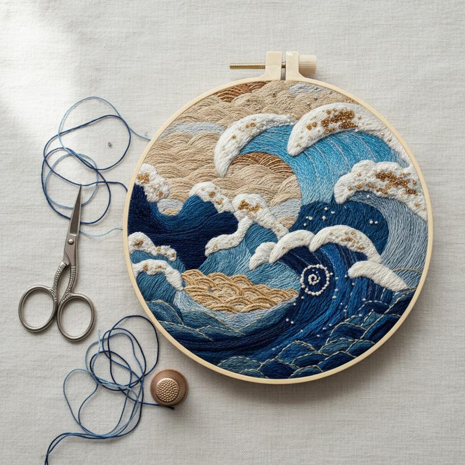 Ocean Wave Embroidery Kit, Japanese Seascape, Beginner DIY Craft - Etsy