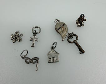 Lotto di ciondoli vintage in metalli misti – Tonalità argento e rame – Materiale per la creazione di gioielli