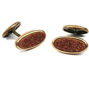 Victorian Aventurine Glass Bean Back Cufflinks | Clark & Coombs Heritage