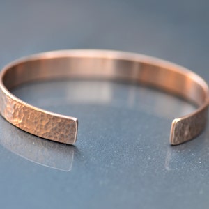 Rustic Hammered Copper Cuff Bracelet, Bright Copper 10mm Bangle image 5