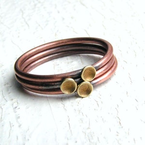 Copper Stacking Rings with Brass Cups
