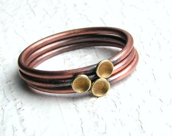 Copper Stacking Rings with Brass Cups