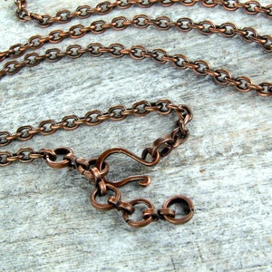 Cadena de cobre macizo, collar de cobre envejecido