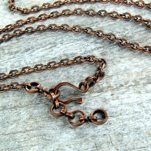 Solid Copper Chain, Antiqued Copper Necklace