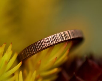 Textured copper ring band, Thick solid copper ring, Mens copper ring