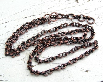 Copper Chain Necklace,  Handmade Chain, Oxidized Solid Copper Chain