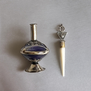 Moroccan Handmade traditional eye liner kohl empty pot container Decoration Metal Silver Plated Resin Gift For Her