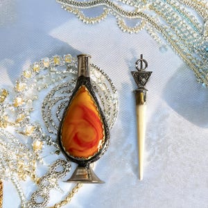 Eye-liner traditionnel marocain fait main khôl pot vide récipient décoration métal plaqué argent résine cadeau pour elle