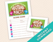 Football Bunco score card and table marker set