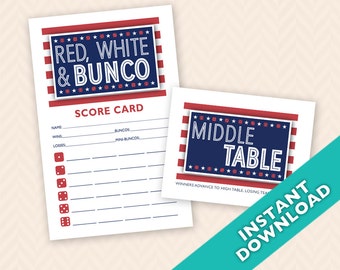 Juego de marcadores de mesa y cuadros de mandos temáticos rojo, blanco y bunco