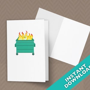 Print at Home Dumpster Fire Blank Notecard 3 sizes to choose from image 1