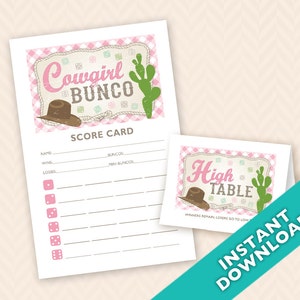 Cowgirl Bunco Theme Scorecard and Table Marker Set image 1