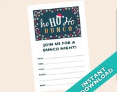 Christmas Bunco Invitation, December Santa Clause Bunco (a.k.a. Bunko, score card, score sheet)