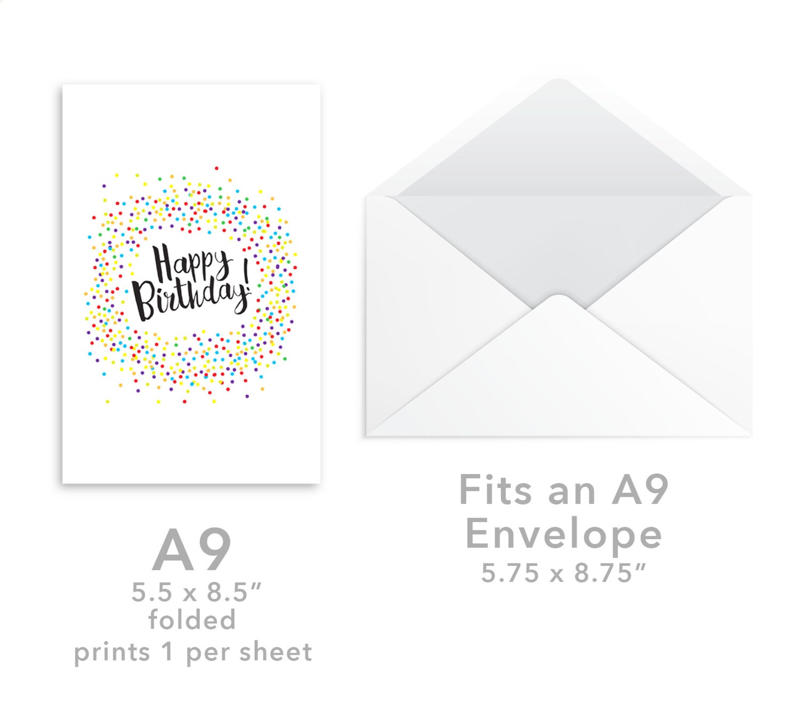 Printable Happy Birthday Confetti Card Get All 3 Sizes - Etsy