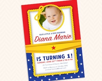 Wonder Woman Birthday Party Photo Invitation