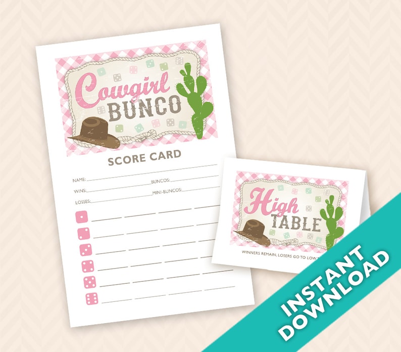 Cowgirl Bunco Theme Scorecard and Table Marker Set image 1