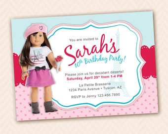 Grace, Girl Doll of the Year 2015 Birthday or Party Invitation! French Birthday Party!
