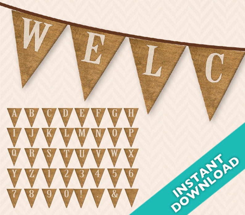 DIY Printable Burlap Pattern Banner ... Use again and again for every event image 1