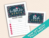 Ho Ho Ho Christmas Bunco - Scorecard, Table Marker + Tally Sheet Set