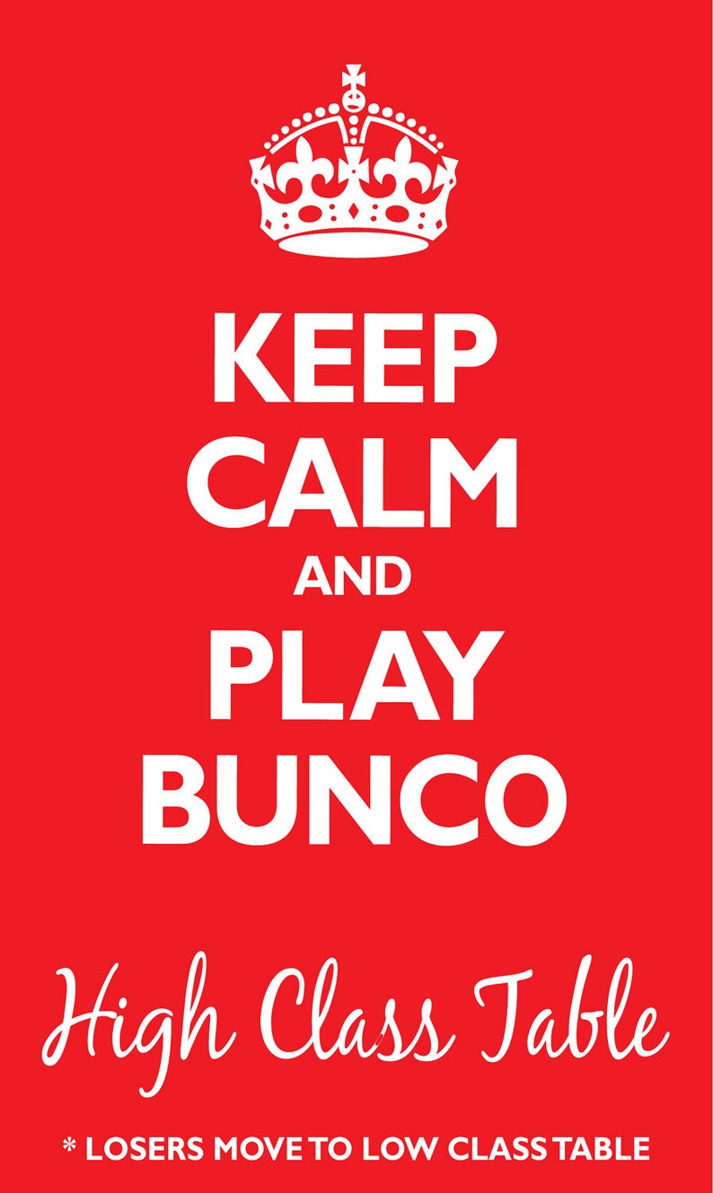 Keep Calm and Play Bunco Theme Scorecard and Table Marker Set image 4