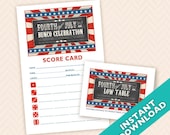 Fourth of July Bunco Theme Scorecard and Table Marker Set