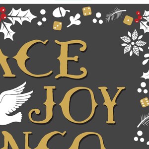 Peace Joy & Bunco Christmas Theme Bunco Scorecard, Table Marker Tally Sheet Set image 2