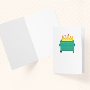 Print at Home Dumpster Fire Blank Notecard 3 sizes to choose from image 3