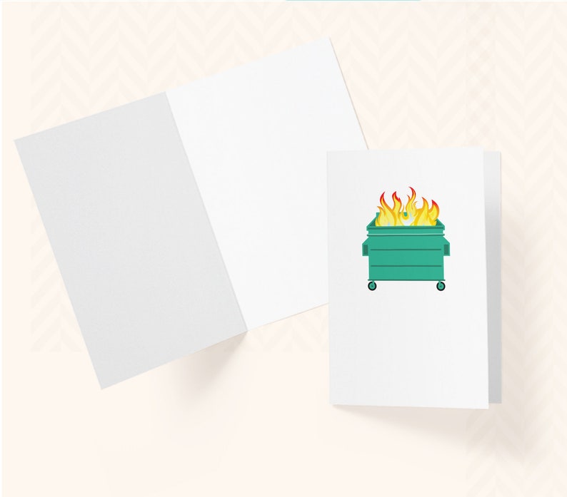 Print at Home Dumpster Fire Blank Notecard 3 sizes to choose from image 3