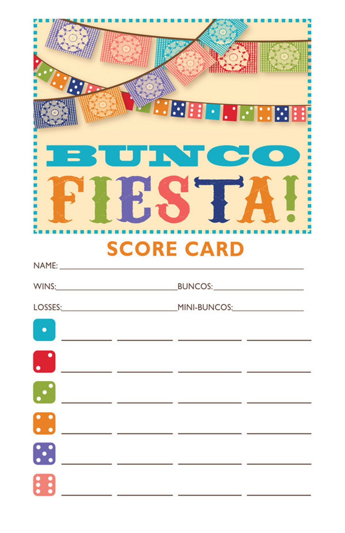 Downloadable Mexican Fiesta Printable Bunco Score and Table | Etsy